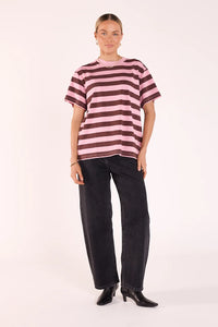 Carter Bold Tee Violet Plum Stripe