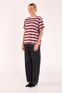 Carter Bold Tee Violet Plum Stripe