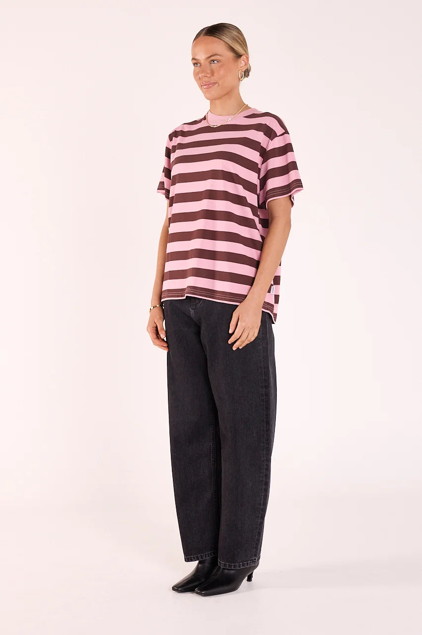 Carter Bold Tee Violet Plum Stripe