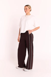Noah Wide Pant Dark Chocolate Piping