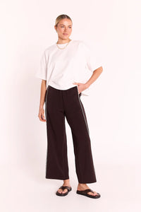 Noah Cropped Pant Dark Chocolate Piping