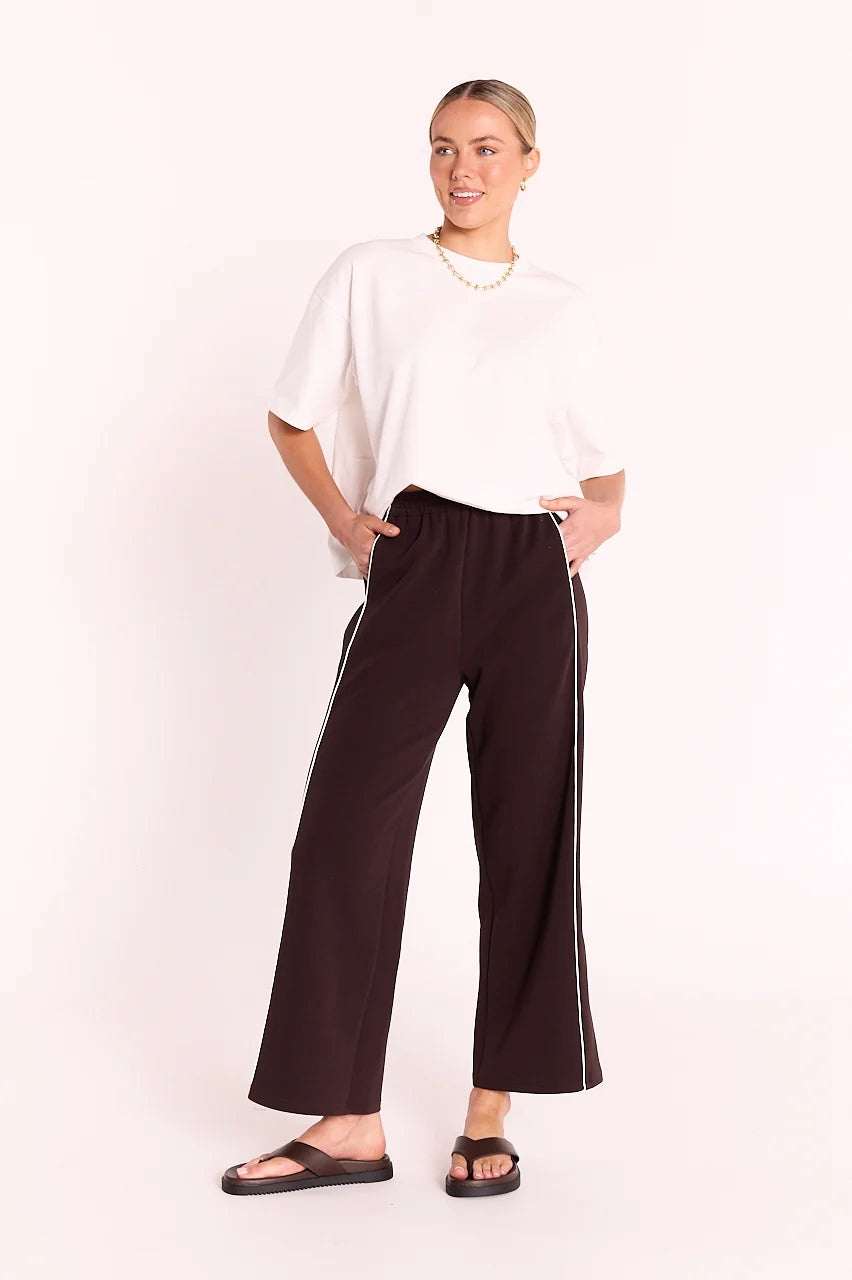 Noah Cropped Pant Dark Chocolate Piping