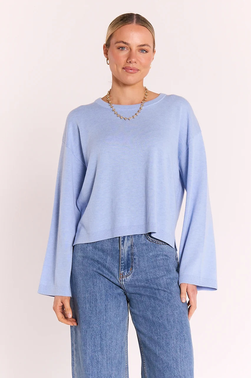 Hartley Long Sleeve Top Powder Blue
