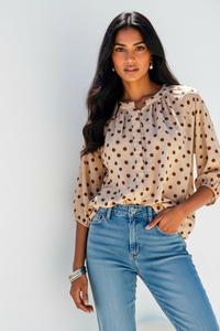 Malta Polka Dot Top Latte/Chocolate