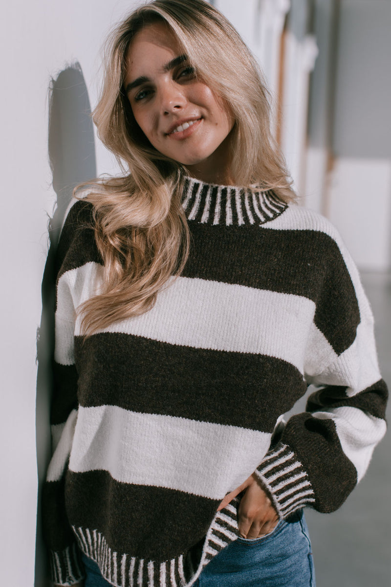 Tilly Stripe Knit Chocolate