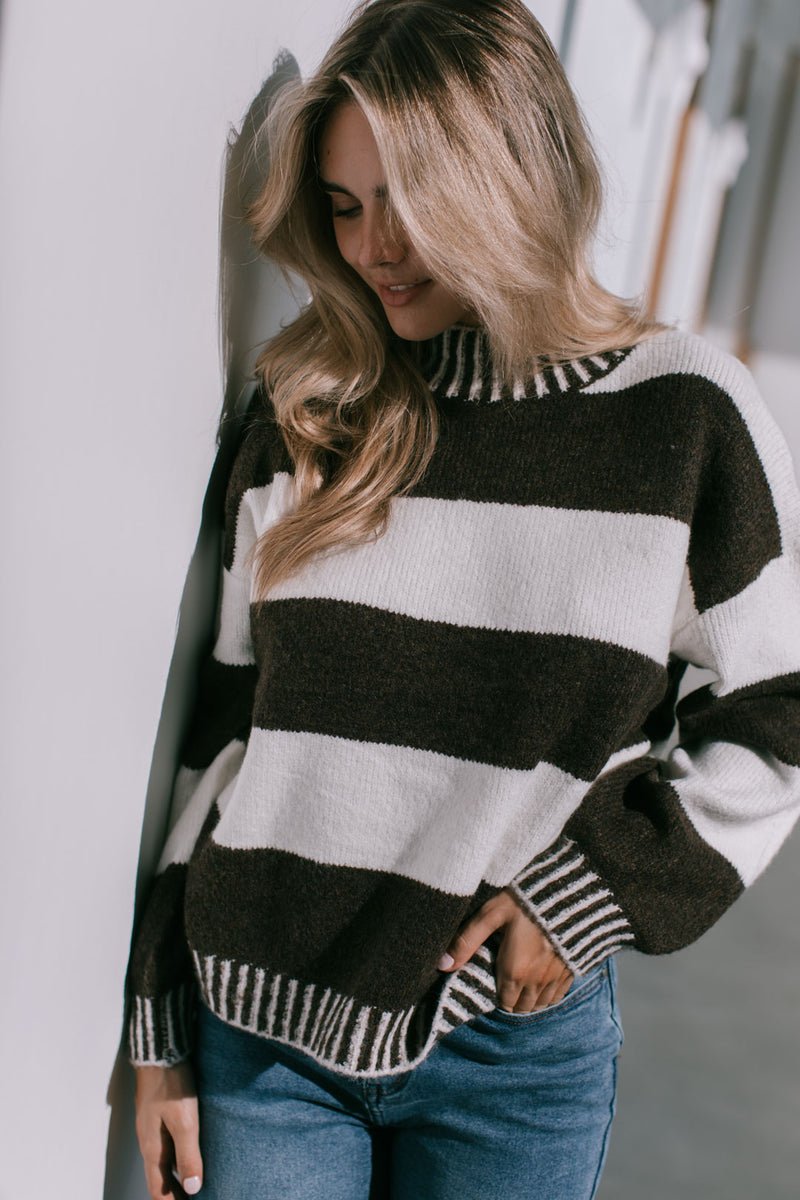 Tilly Stripe Knit Chocolate