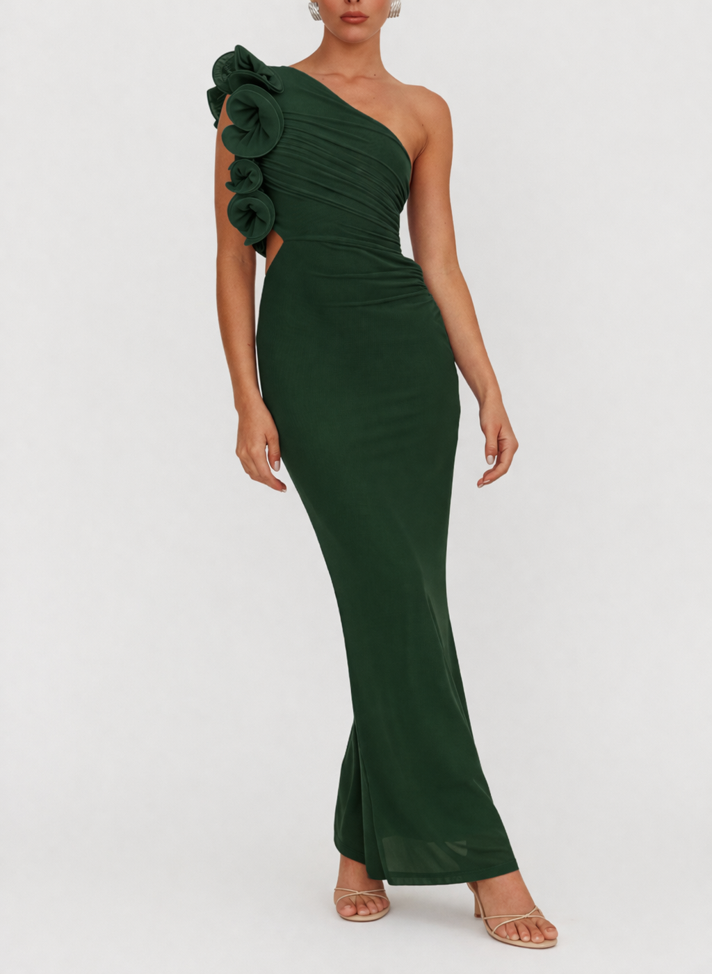Darcy Frill Dress Forest Green