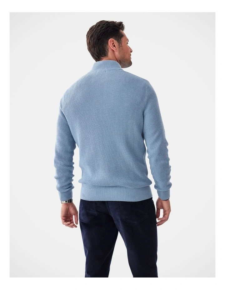 Waffle Half Zip Knit Steel
