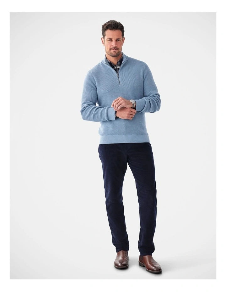Waffle Half Zip Knit Steel