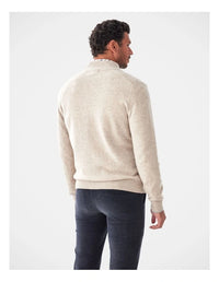 Wool Blend Half Zip Knit Taupe