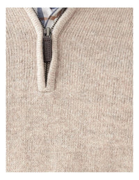 Wool Blend Half Zip Knit Taupe