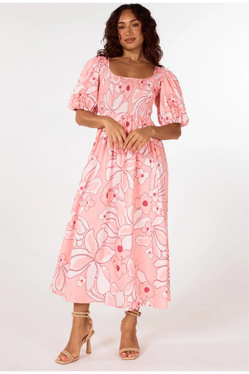 Ana Midi Dress Desert Flower Print