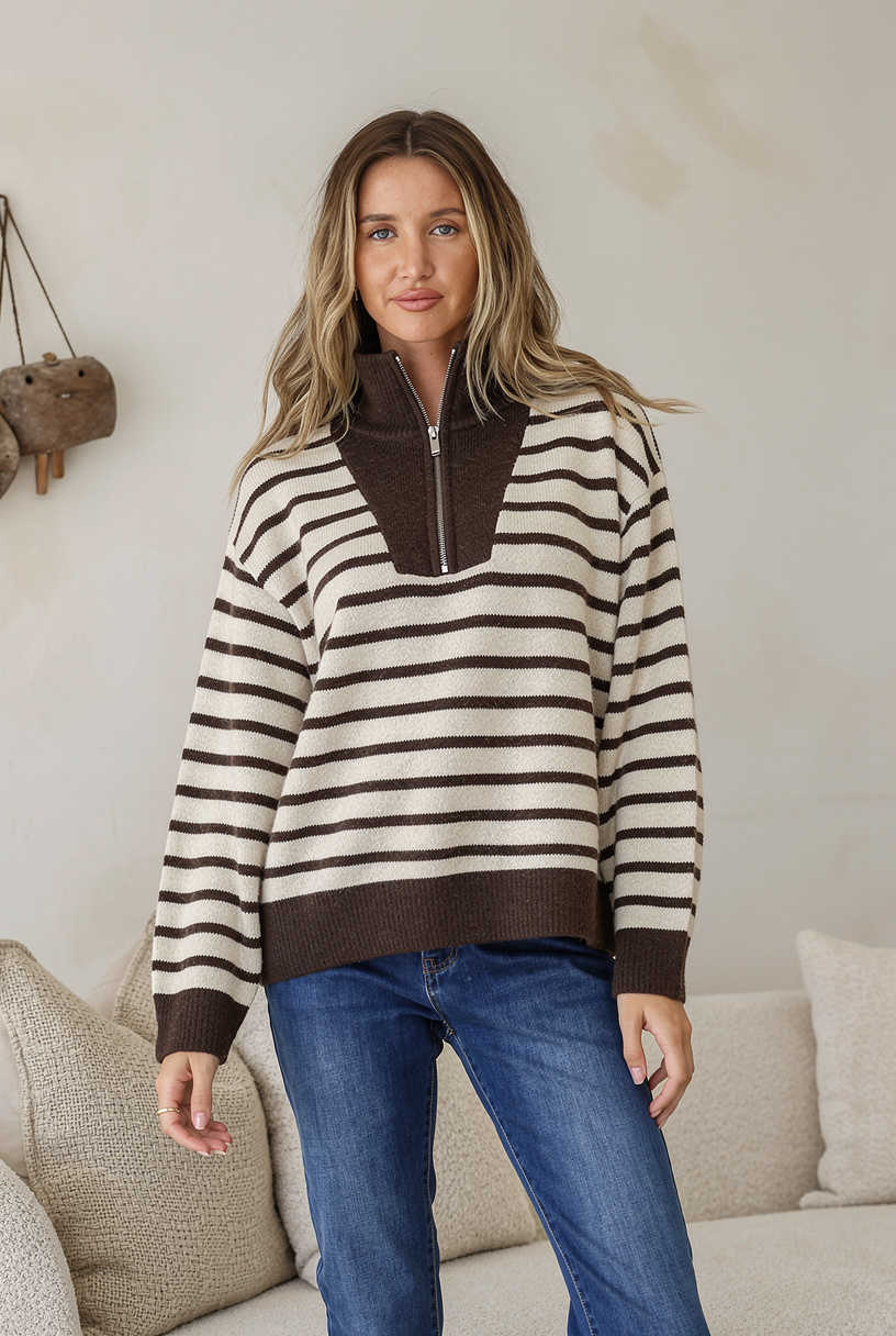 Sadie Knit Chocolate/Beige