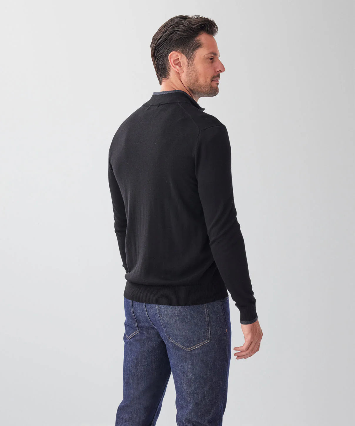 Merino Half Zip Knit Black