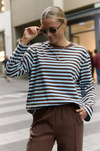 Carter Long Sleeve Tee Chocolate Blue