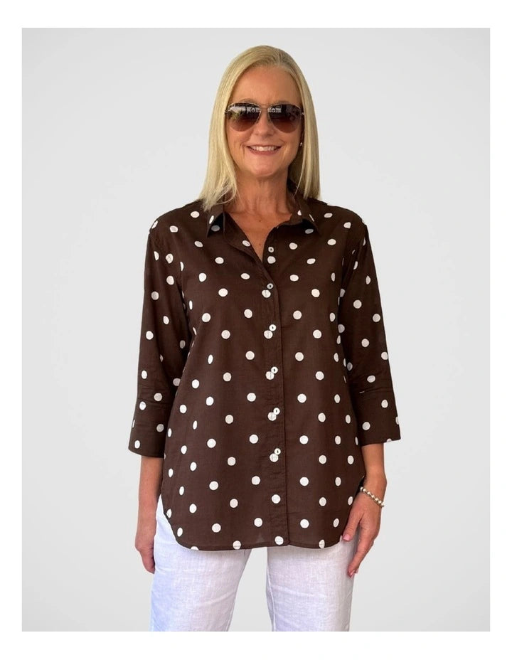 Riviera Spot Shirt Coffee/White