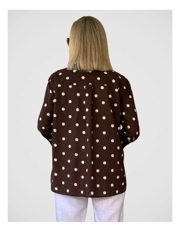 Riviera Spot Shirt Coffee/White