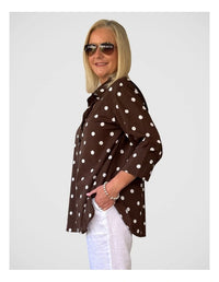 Riviera Spot Shirt Coffee/White