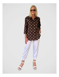 Riviera Spot Shirt Coffee/White