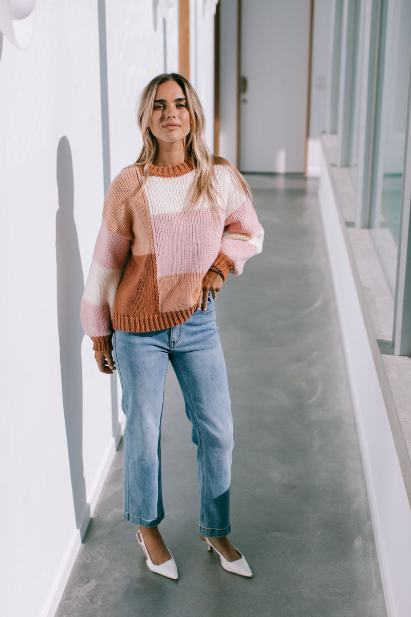 Ingrid Colour Block Knit Tan