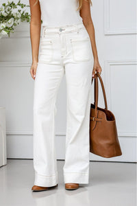 Bee Front Pocket Straight Jean White