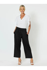 Lara Wide Leg Linen Pant Black