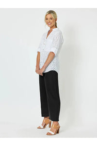 Lara Wide Leg Linen Pant Black