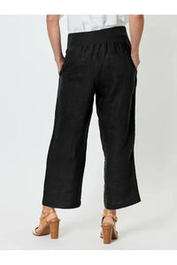 Lara Wide Leg Linen Pant Black