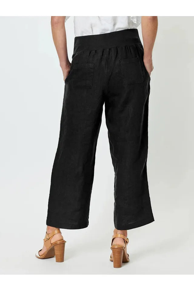 Lara Wide Leg Linen Pant Black