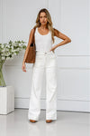 Bee Front Pocket Straight Jean White
