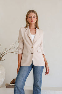Cassidy Linen Blend Blazer Latte