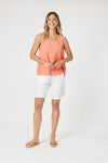 Lino Button Back Cami Papaya