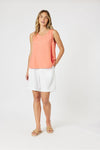Lino Button Back Cami Papaya