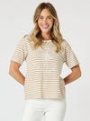 Cote D Azur Stripe Tee Natural/White