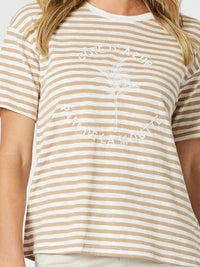 Cote D Azur Stripe Tee Natural/White