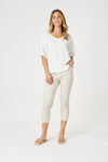Lino V Neck Top White
