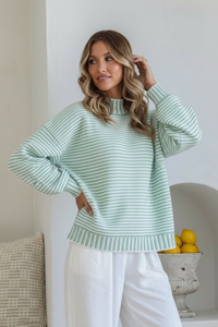 Billie Stripe Knit Sage/Stripe