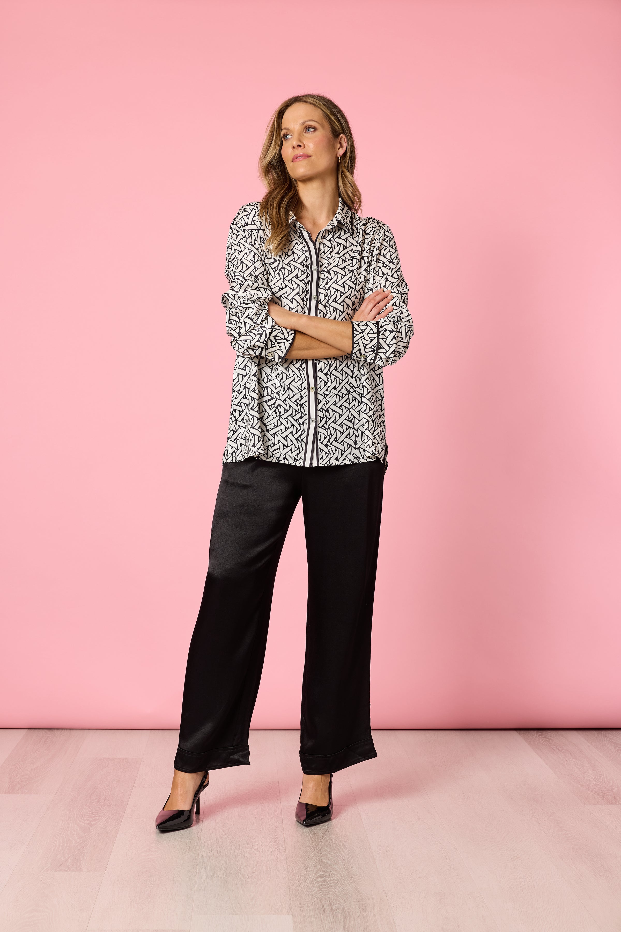 Ava Print Shirt Black