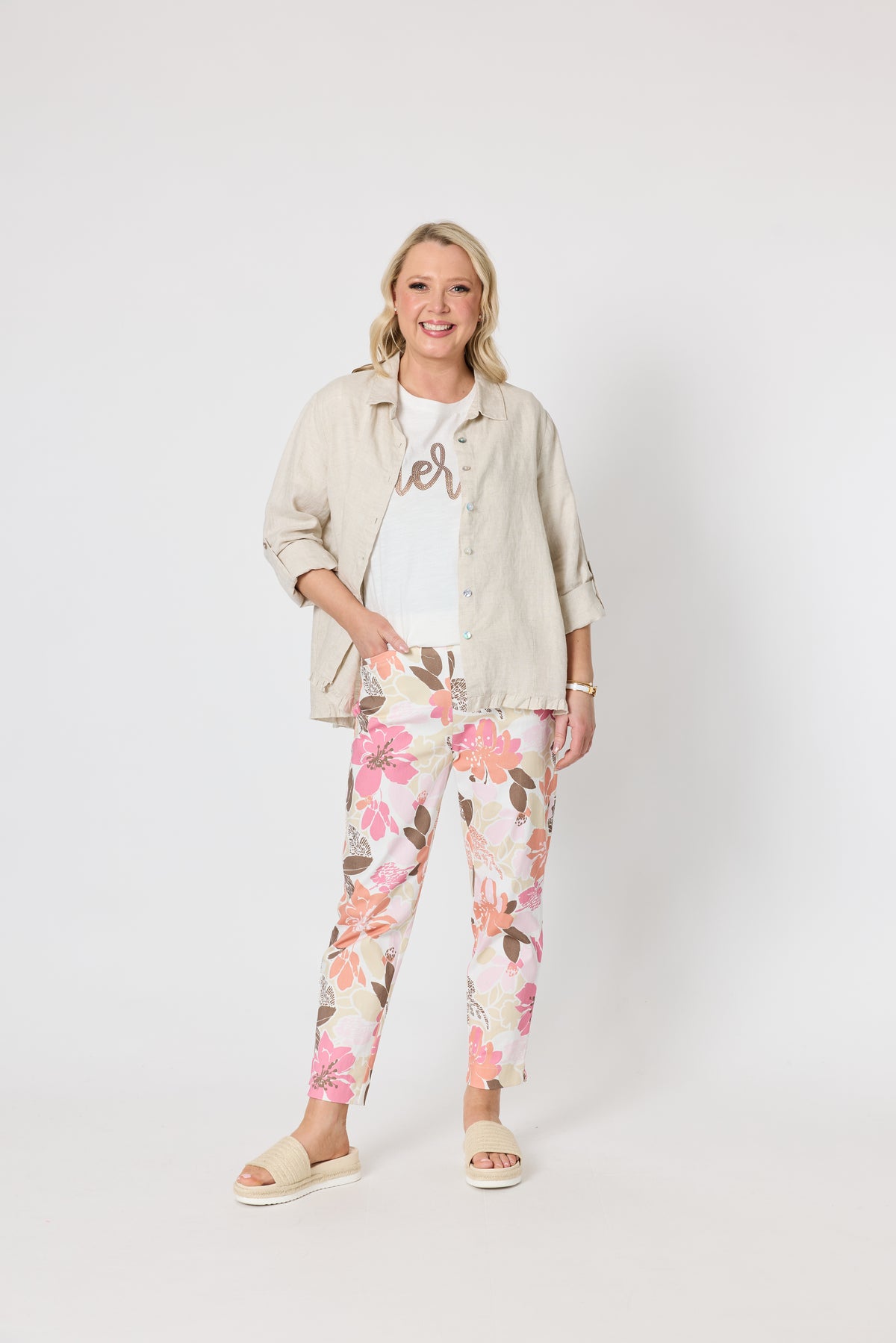 Milly Ruffle Hem Shirt Natural