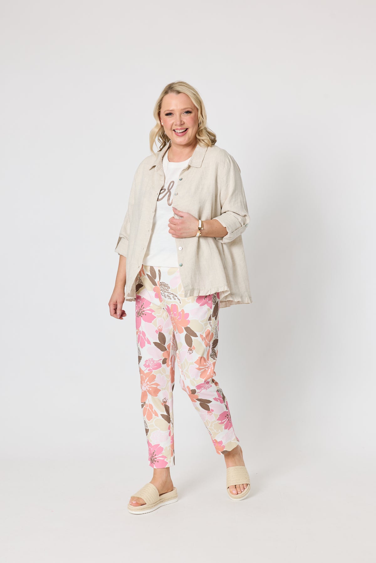 Milly Ruffle Hem Shirt Natural