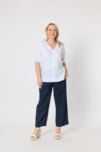 Anna Linen Top White