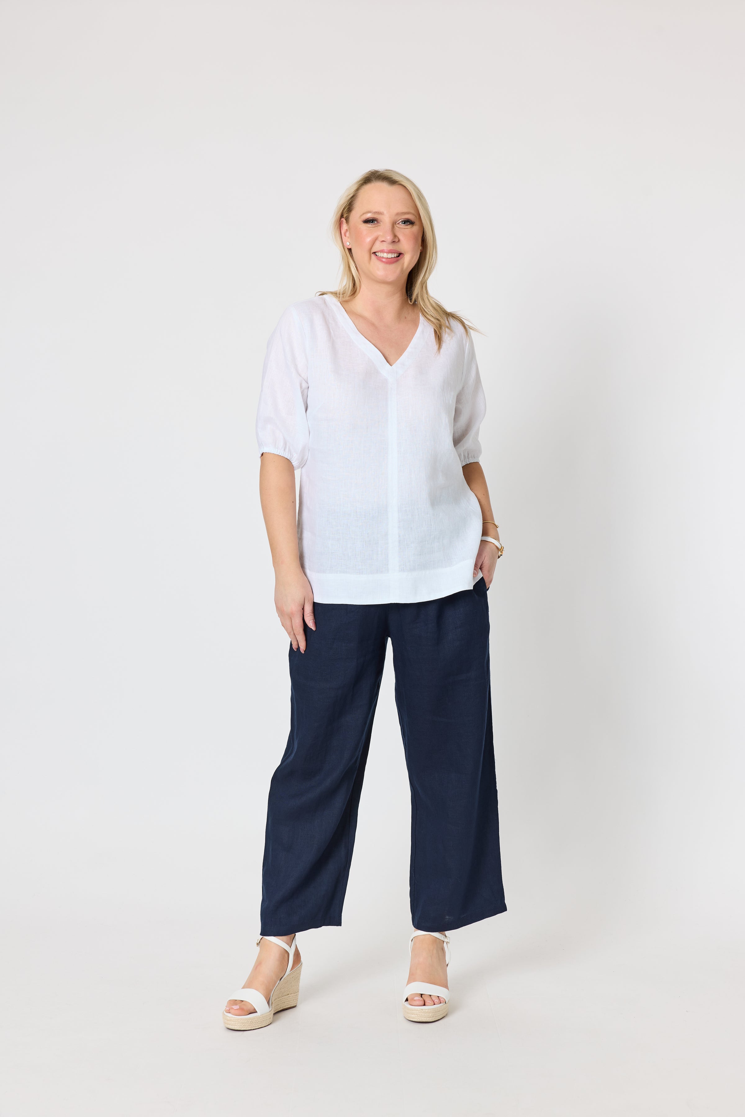 Anna Linen Top White