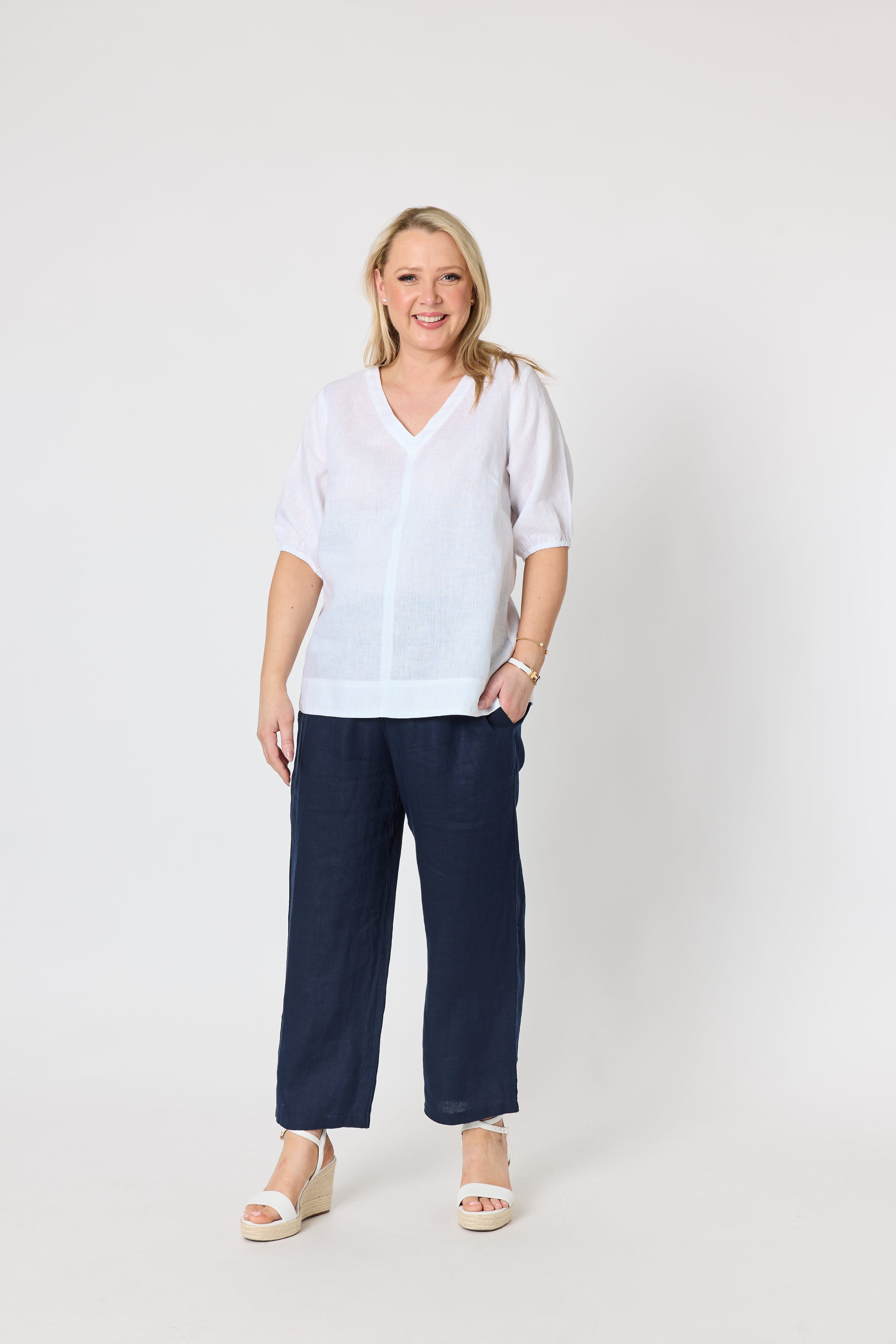 Anna Linen Top White