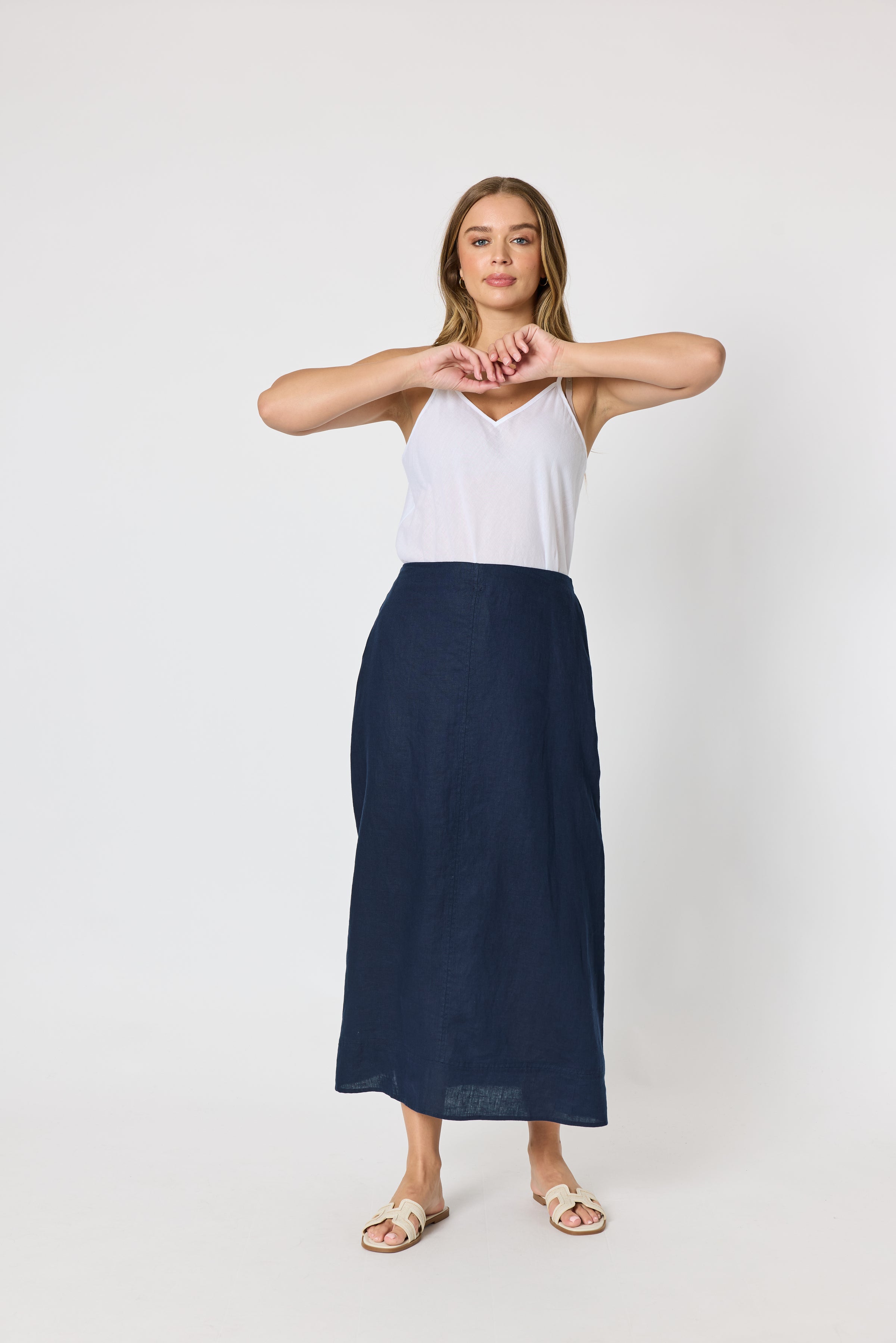 Amy Linen Skirt Navy