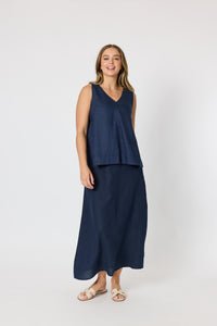Amy Linen Skirt Navy