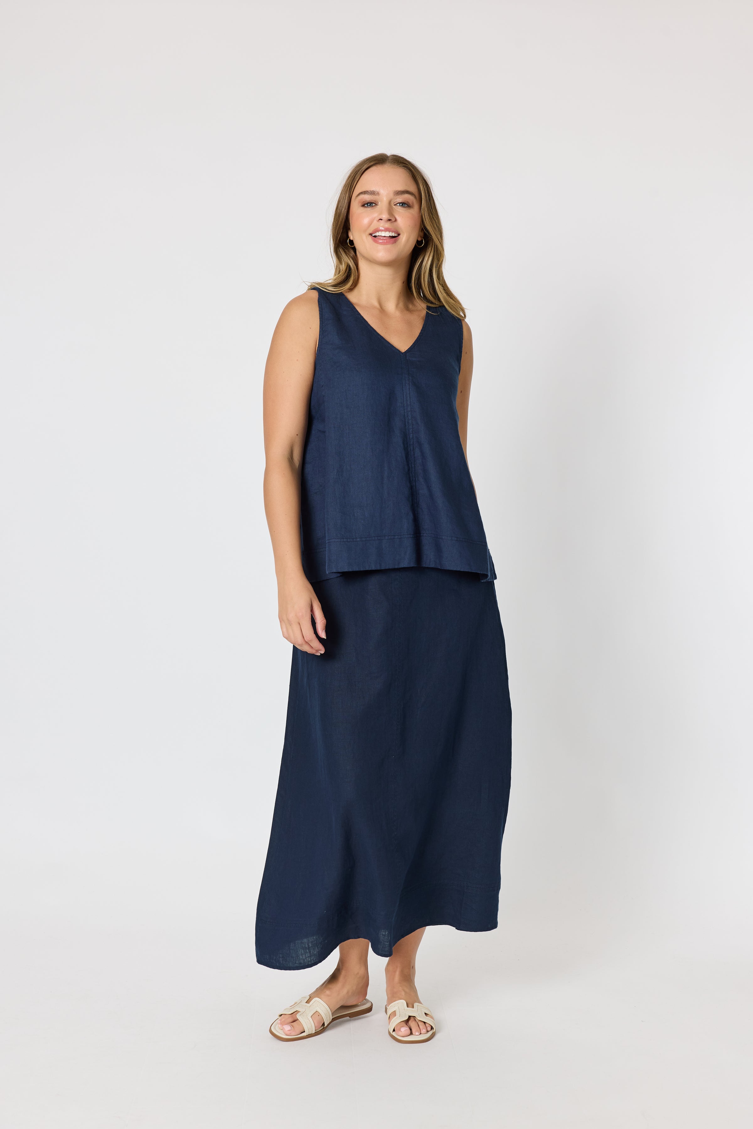 Amy Linen Skirt Navy