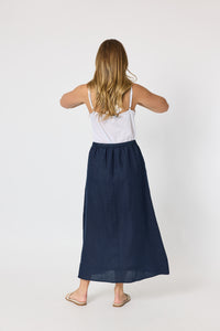 Amy Linen Skirt Navy