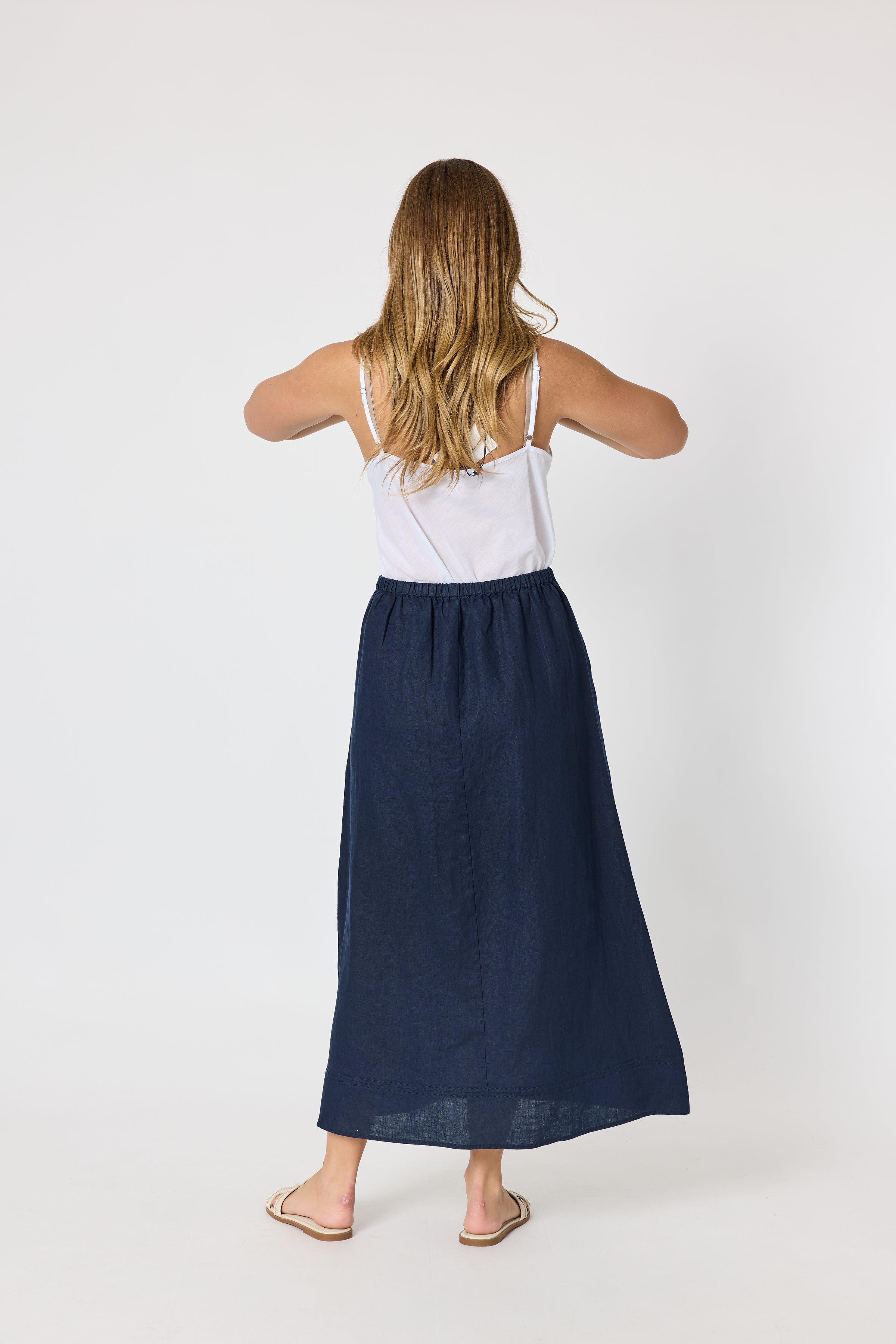 Amy Linen Skirt Navy