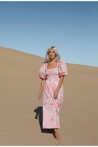Ana Midi Dress Desert Flower Print