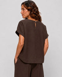 Ava Linen Top Chocolate